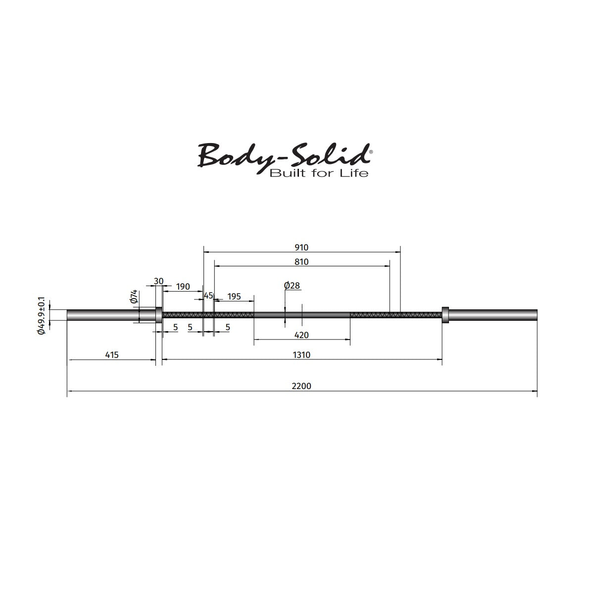 Barre Crosstraining 220 cm 20 kg Homme BODYSOLID - FitnessBoutique