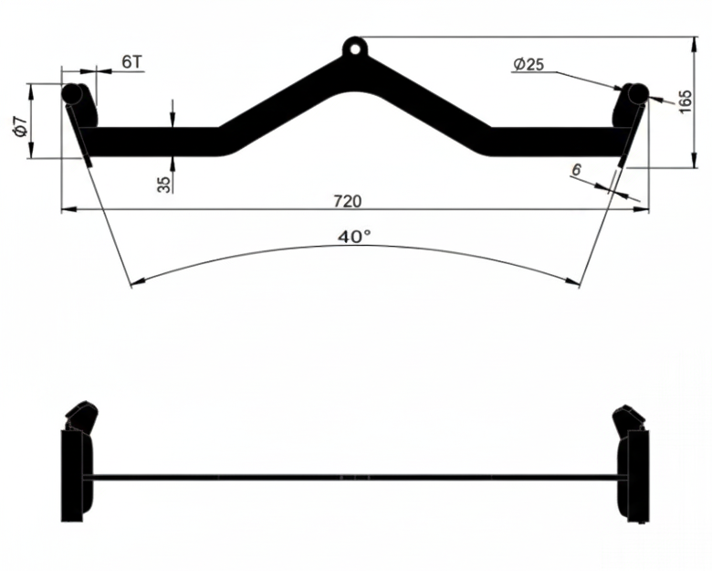 Poignée ergonomique 720mm