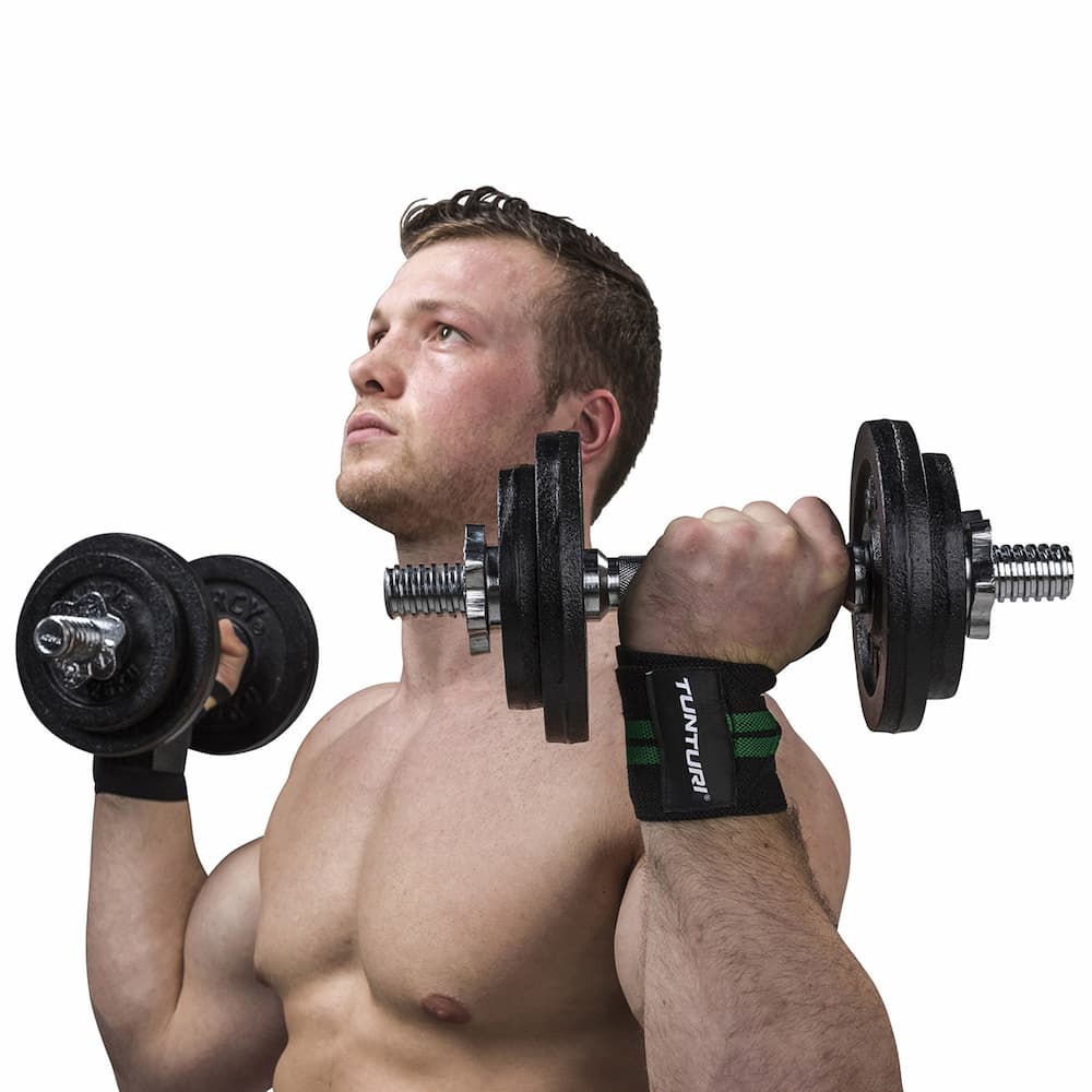 Wrist Wraps Noir et Vert (la paire) TUNTURI - FitnessBoutique